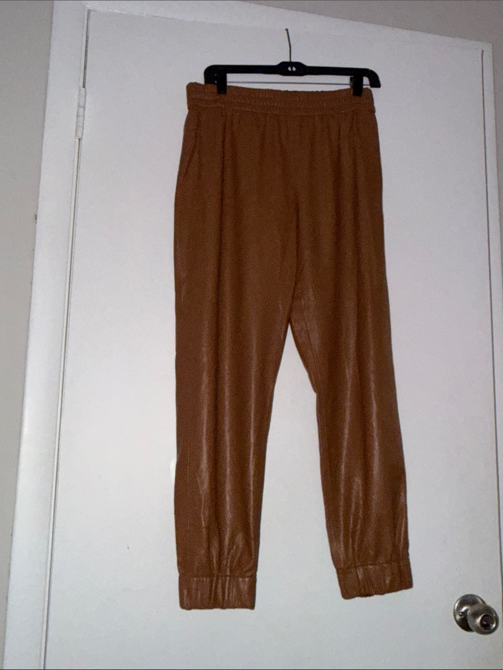 Alice + Olivia Brown Faux Leather Joggers